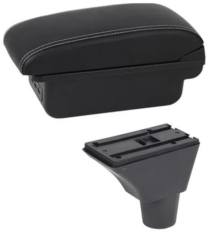 MObyat Caja Almacenamiento Coche Caja De Reposabrazos para Coche, Contenido De Tienda Central, Decoración De Estilo con Portavasos, Accesorios USB para Ibiza 6j 6L(C White Line 1)