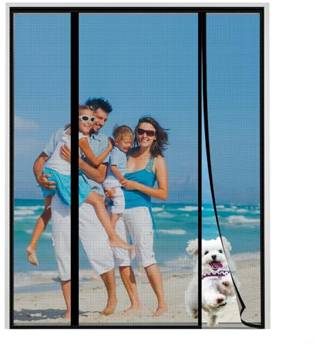 XDMYGTT Moustiquaire Porte Magnétique, Noir Moustiquaire Magnétique pour Porte Double Porte Terrasse, Moustiquaire Baie Vitree Coulissante, Fermeture Automatique, 180x210cm
