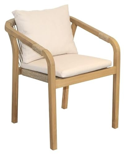 OUTLIV. Amelie Gartensessel, 59,5x64x74,5cm, mit Armlehnen | Akazie; mit Armlehnen und mit Kissen; 59,5x64x74,5cm; Teak-Look/Beige/Creme; komfortabel, pflegeleicht