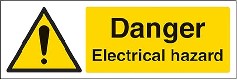 V Safety Electrical Hazard - Landscape 300 x 100 mm - Glow In The Dark Self Adhesive Vinyl Safety Sign