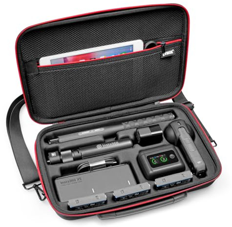SYMIK Custodia da Trasporto per Insta360 X5 X4, Impermeabile, Antiurto, Borsa da Viaggio Compatta con Tracolla, Custodia rigida in Nylon per Insta360 X5 X4 Accessori