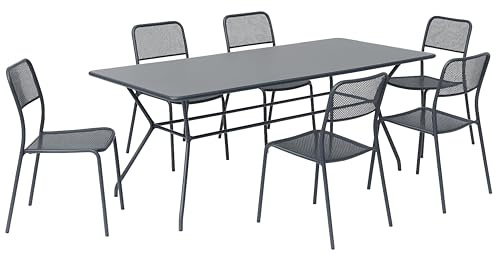 Oviala Gartenmöbel-Set, Tisch und 6 Stühle, Anthrazitgrau