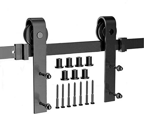 Schiebetürsystem Kit – 244 cm Schiebetür Komplett, Reibungslos, Leise, passend für 120 cm Breite Türverkleidung, Schwarz (Klassisch, 244cm)