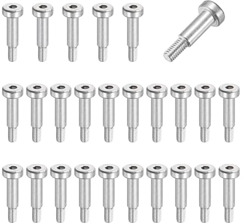 sourcing map 26 Pcs 304 Stainless Steel Shoulder Bolt 5mm Shoulder Dia 14mm Shoulder Length M4x0.7 Thread Hex Socket Shoulder Bolts for Hydraulic Injection Molding Machinery Industries
