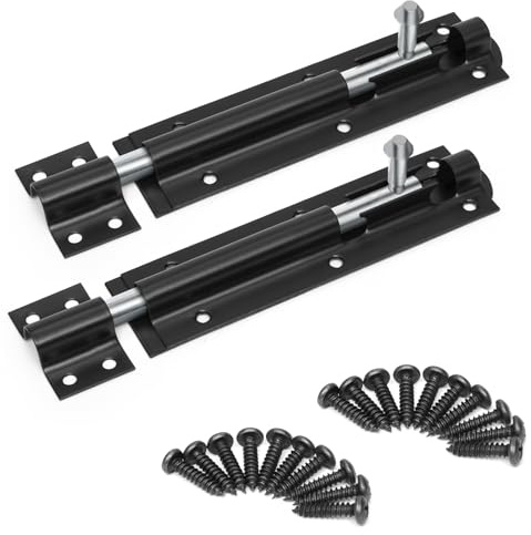 ZAVIA Tower Bolt Lock 6 Inches | Pack of 2 Powder-Coated Sliding Gate Bolt Door Locks for Securing Shed, Garage, Fence, Barn, Barrel Doors & More