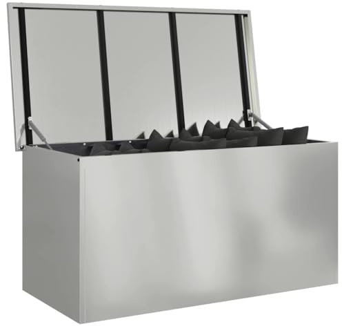 vidaXL Cassa per cuscini da giardino Acciaio zincato 220 L Argento