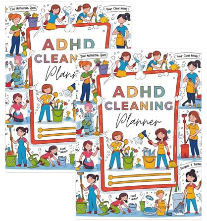 ADHD rengöringsplanerare för vuxna – 2-pack rengöringsplan schema | C-lutande checklista organiserare | Daglig veckovis månatlig familjesyrningsdiagram anteckningsbok | hemförbättringsplan dagbok |