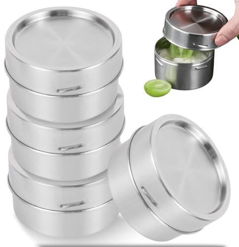 4 fiambreras de acero inoxidable, a prueba de fugas, pequeñas con tapa, 250 ml, recipiente para alimentos, adecuado para aperitivos, frutas, cereales, sopas, etc., fiambrera pequeña de acero