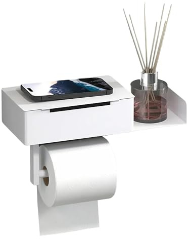 Toilettenpapierhalter Ohne Bohren, Edelstahl Klopapierhalter mit Ablage Feuchttücherbox, Klorollenhalter Rollenhalter Toiletenpapierhalterung Toilettenrollenhalter für Badezimmer