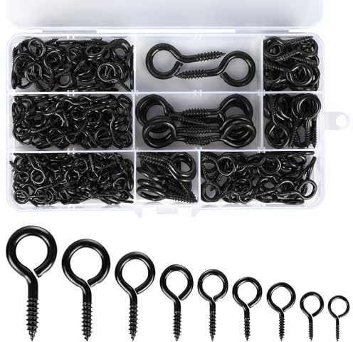 Eyelet Screws, 9 Sizes, with Clear Storage Box, Heavy Duty, 270 Pcs