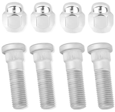 4 Set Wheel Stud Bolt Kit,M12x1.5 Wheel Bolts & Wheel Lug Nuts OEM#52950-14140,52950-M1000 for Front/Rear Wheel,Compatible with Hyundai Santa Fe Sonata,Kia Rio Sportage (4PCS)