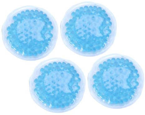 Runde Gelkompresse 4 Stück 8cm Pvc für Wärme und Kältetherapie | Blau, Wiederverwendbar, für Physiotherapie zu Hause, 8cm Format, Vier Stück