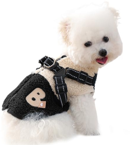 Yonuaret Hundeweste,Winddichte Und Fleecegefütterte Kleidung Mit Geschirr | Welpen Mantel mit Rücken Öffnung,Für Kleine Und Mittelgroße Hunde Geeignet Für Outdoor-Sport, Walking, Wandern, Park
