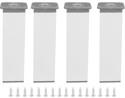 Gurtt 4 PCS Square Furniture Feet,cabinet Support Legs,Cabinet Feet,Furniture Legs, Aluminium Alloy Table Foot White (15cm)