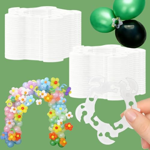50 Balloon Clips, Transparent White, Reusable Balloon Flower Clips for Balloon Arch & Party Decorations, Plastic Balloon Connector for Birthday, Wedding, Celebrations, DIY Decoration