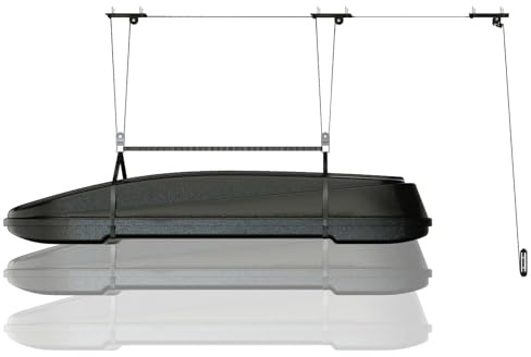 Garvee Heavy‑Duty Cargo Box Garage Pulley System, Ceiling Hoist Kit for 10–14 ft Ceilings, 200 Lbs Capacity with Dual Fixed‑Point Design, Adjustable Lifting Straps, Ideal Ceiling Mounted Storage Racks