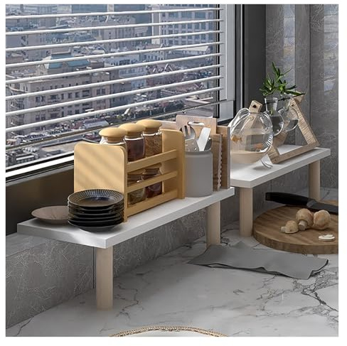 Mensola per Davanzale Cucina Ripiano di prolunga per davanzale Bianco, in legno Piede sostegno Piattaforma di prolunga davanzale per elettrodomestici e utensili da cucina(L 49cm (19.3″),W 20cm (7.9″))