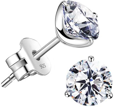 STUNNING FLAME 18K Gold Plated Silver Brilliant Cut Simulated Diamond Cubic Zirconia Stud Earrings(white-gold-plated-silver, 1.0)