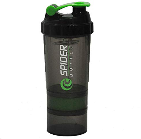 Harwls 3 in 1 Shaker Bottle Milkshake Protein Powder Mixer Sports Water Bottles with Mesh Grid BPA Free Spider