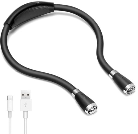 SingHong Lampe de lecture à LED avec lumière USB rechargeable, kit mains libres, 4 ampoules LED, 4 luminosité réglable, pour lecture au lit ou en voiture(Noir) NBL1