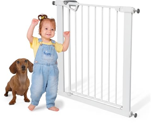 MS BabyWorld – Barrera de Puerta – Barrera de Seguridad para Niños y Mascotas | Autocierre | para Puertas y Pasillos | 75 a 82 cm | Fácil Instalación