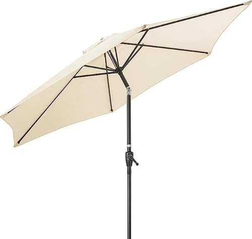 EPISENT | 2m Parasol | Push Button Tilt Function | Garden Parasol Umbrella | Steel Parasol | Sun Shading For Beach, Garden, Patio, & Pool | (Beige)