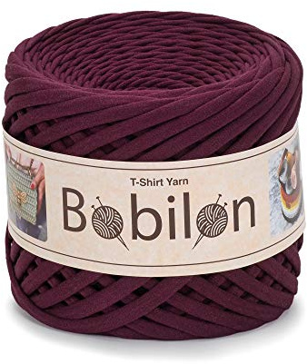 Bobilon T-Shirt-Garn, Spaghetti-Garn zum Häkeln, Handstricken, DIY, Korb, Tasche, Geldbörse, weiche Baumwolle, 5-7 mm, Marsala | Feines Bändchengarn für präzise Makramee- & Häkelarbeiten – Marsala, ideal für filigrane Projekte