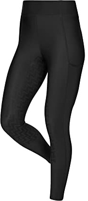 LeMieux Naomi Pull On Breeches - Technical Lightweigh Fabric - Full Seat Silicone Patten for Grip - Tapered Leg - Seamless Design - Riding Trousers for Adults - Black - US 12