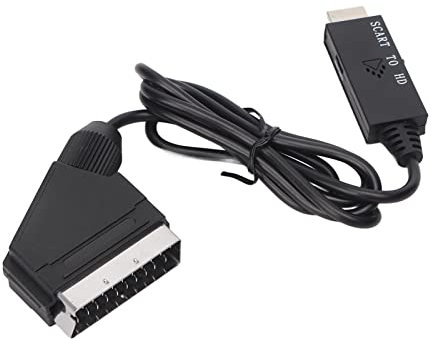 Convertidor HDMI a SCART, Vídeo Digital HD 1080P HDMI a Vídeo Analógico y Adaptador de Audio L/R Compatible con DVI, para Reproducción CRT/VHS/DVD CVBS