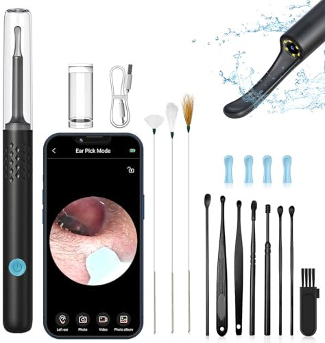 NURSETEK Eliminación de cera de oído, limpiador de cera de oídos con cámara, kit de eliminación de cera de cámara de oído, batería de larga duración de 240 mAh, otoscopio 1080 y luz, juego de