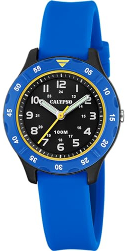 Calypso Orologio Bambino Analogico - Gomma Blu - Movimento al Quarzo - Vetro ad Alta Resistenza - Impermeabile 10 ATM - Junior Collection - K5847/3