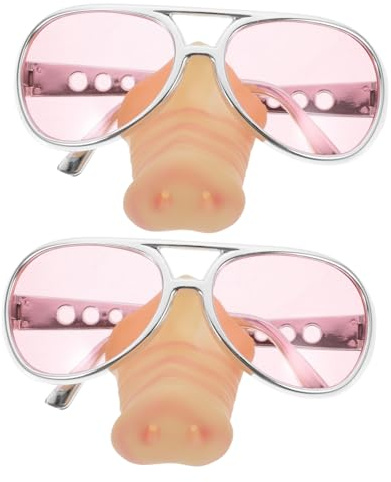 Gogogmee 2St Cosplay-Party-Brille große Nasenbrille Partybrille prop Schweinchen tierkostüme tier kostüme Mode Sonnenbrillen riesige Brille mit Schweinenase lustige Brille Rosa
