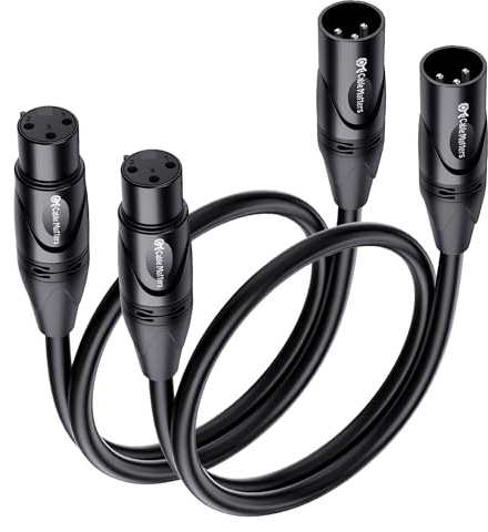 Cable Matters 2-Pack Premium Short XLR to XLR Cables - 1ft, Male to Female Microphone Cable, Oxygen-Free Copper (OFC) Mic Cord, Black