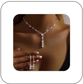 Atentuyi Set Gioielli Donna con Collana e Orecchini in Zirconi Brillanti - Set Argento per Matrimoni Serate Eleganti e Regali