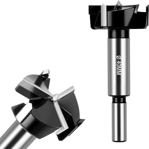 Flintronic Forstner borrbit, 40 mm, Forstner borrbits, uppgraderad version med 3 skäreggar, runda skaft för trä, lövträ, fiberskivor