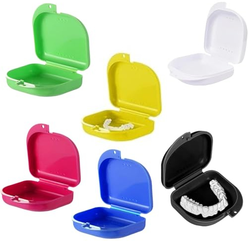 JFangZHZH 6 pièces boîtes pour Appareil Dentaire,étui de Rangement aéré pour prothèse Dentaire,boîtes à dentier avec Trous pour prothèse Dentaire gouttière Anti,bruxisme et Appareil orthodontique