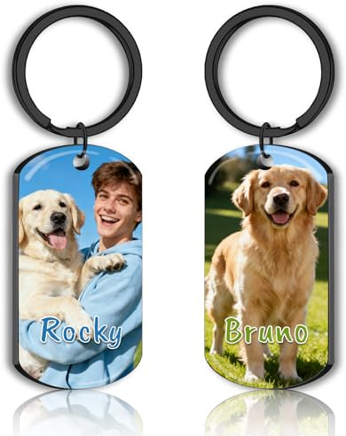 Porte Clef Personnalisable pour Homme Femme Porte Clé Photo pour la Fête des Pères Saint-Valentin Cadeaux Personnalisés avec Photos Texte pour Anniversaire Noël (Photo)