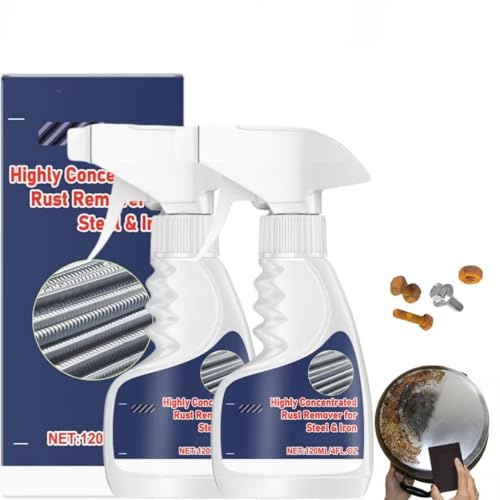 Dissolvant De Rouille Puissant De 120 ml, Puissant Dissolvant De Rouille Raksou Pour Métal, Highly Concentrated Steel Rust Remover, Multifonction, Pour Voiture, Outils Et Surfaces Métalliques (2PC)