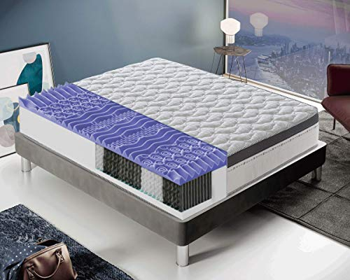 materassi e doghe Memory Foam Matratze 29cm hoch mit 5cm Memory Foam – Waschbare Bezug - Modell Italia - gerollt, vakuumverpackt 100% Made in Italy (90x200cm)