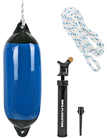 Bateau Fender anlegef Ender Kit Fender Fender 62 x 21 cm Bleu avec pompe et Fender Laisse 1,5 m, 10 mm