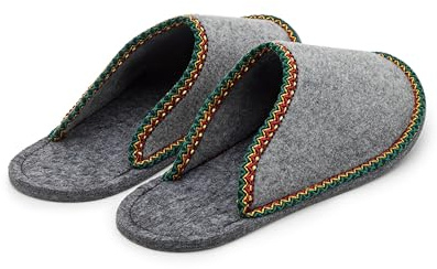 Pantoffelmann Pantofole per Ospiti con Bordo I Grigio I Taglia 36/39 I Pantofole in Feltro comode I Traspiranti con Suola in Feltro I Calde per Donna e Uomo