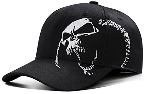 Himozoo Baseballkeps för män 100% bomull utomhus sport keps cool skalle snapback-kepsar för män kvinnor, Svart, one size