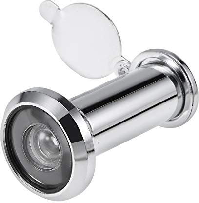 sourcing map Door View, Solid Brass 220-degree Door Viewer with Cover for 1-3/8 to 2-1/4 Inch Thick Doors, Polished Chrome Finish