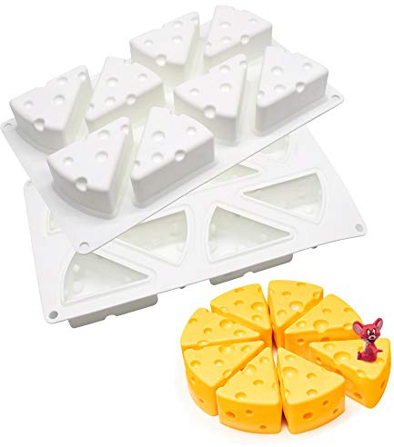 Molde de silicona 3D Para hornear Postre Mousse DIY Molde, 8 cavidades Forma de grandes quesos