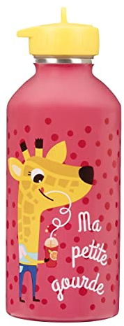 Gourde enfant Acier inoxydable DRAEGER PARIS - Facile à nettoyer - gourde réutilisable - Idéale pour voyage, parc, école - Contenance 300ml - 17 cm x 6,5 cm - Rose - Message inscrit : Ma Petite Gourde