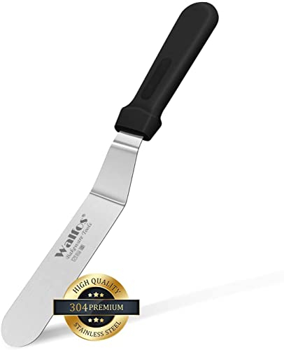 Walfos Kuchendekoration Abgewinkelter Zuckergussspatel, Edelstahlklingenspatel Back- und Kuchendekorationszubehör - Mehrzweck für Haushalt, Bäckerei oder Küche (15 cm)