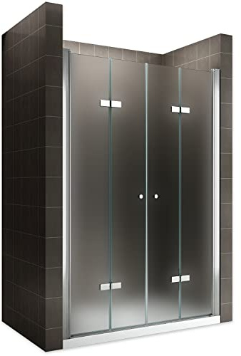 EMMY Porte de douche pliante pivotante H 185 cm largeur réglable 80 à 84 cm verre opaque