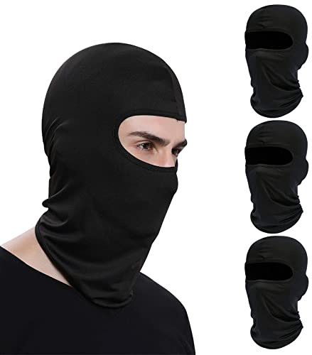 VEGCOO 4 Pcs Cagoule Moto, Cagoules à Séchage Rapide Balaclavas Fins Élastiques Respirants Résistantes à La Poussière et aux UV pour Le Cyclisme et Les Sports de Plein Air (Noir*4)