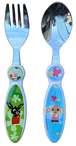 Posate per bambini Bing e Sula, set 2 pezzi, forchetta e cucchiaio in acciaio inossidabile e atossico