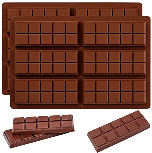 YXHZVON Molde Chocolate de Silicona para 6 Pizarras, 2 Pcs Accesorios para Barra de Chocolate para Decoración de Pasteles y Chocolate Negro